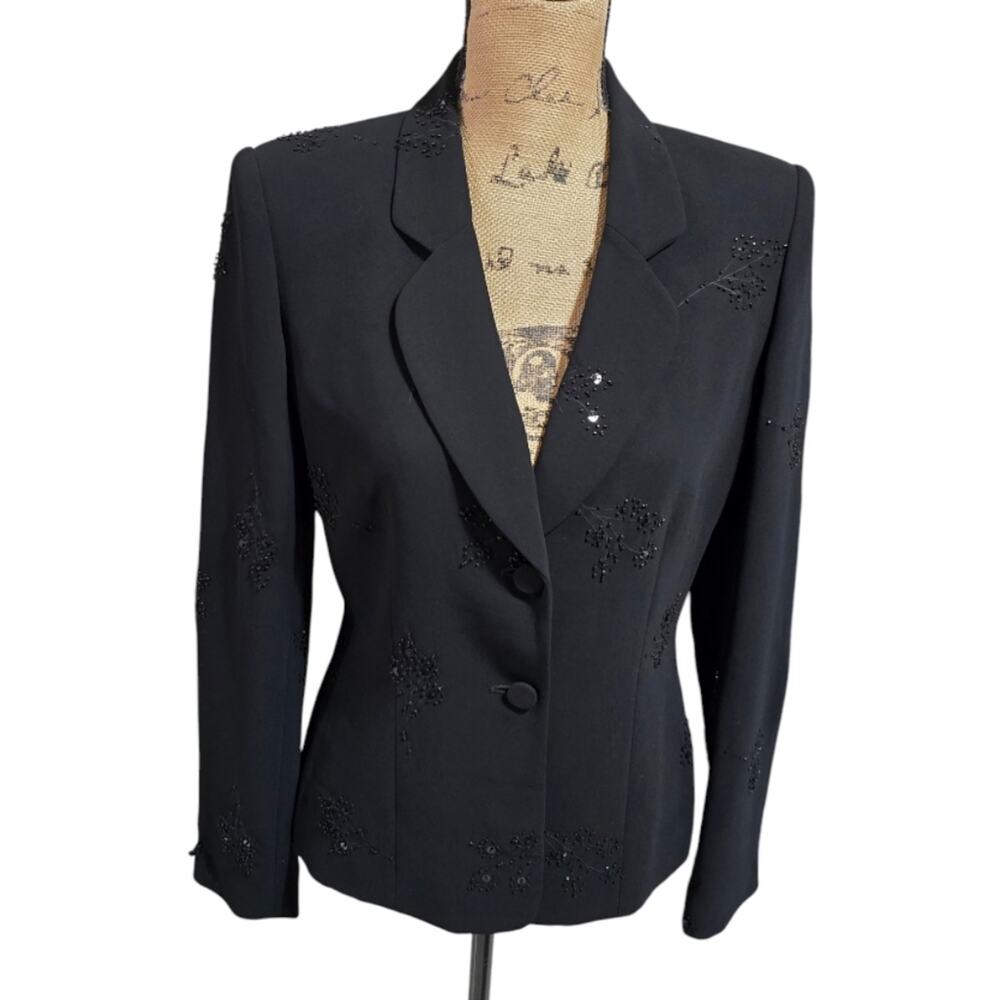 Jones new York Beaded Chic Black Blazer with Embellishments Size 4